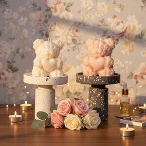 Handmade Rose Bear Candle